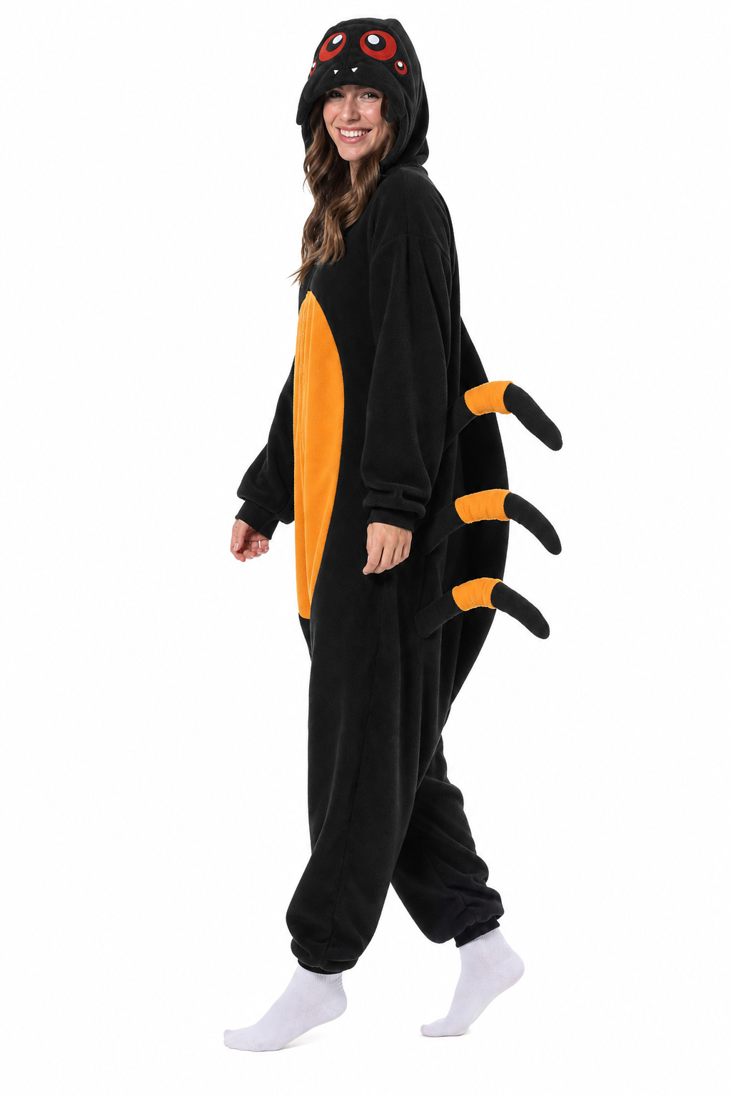 Adult Black and Orange Spider Kigurumi with Attached Legs