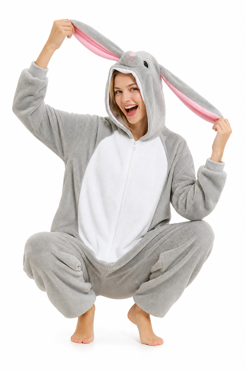 Adult Hooded Grey Bunny Kigurumi Onesie