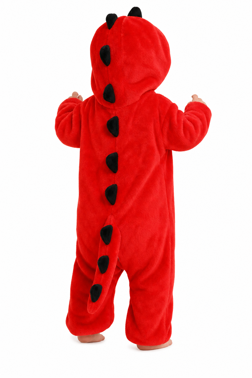 Baby Red Plush Hooded Dinosaur Kigurumi Onesie