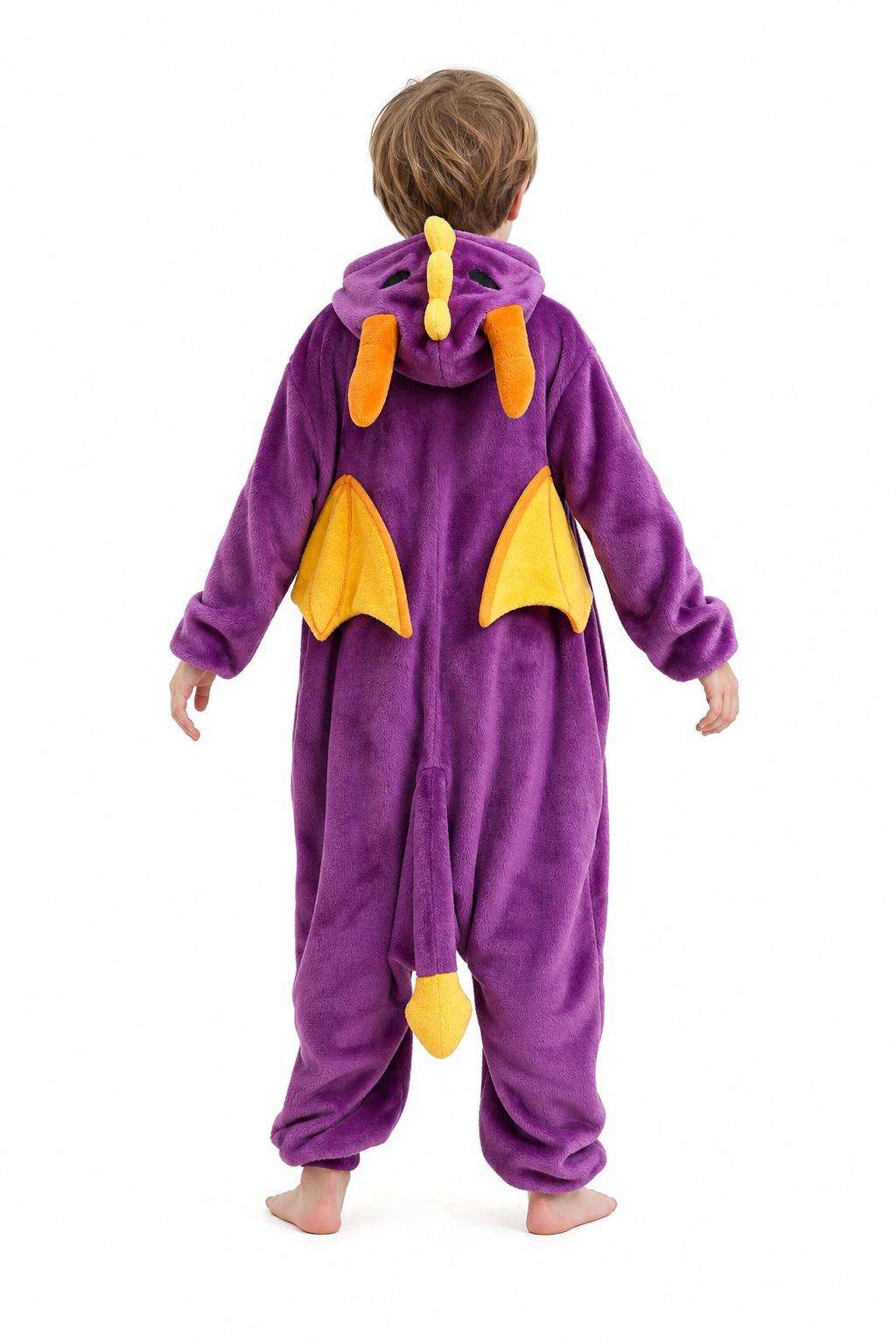 Kids' Hooded Purple Dragon Plush Kigurumi Onesie