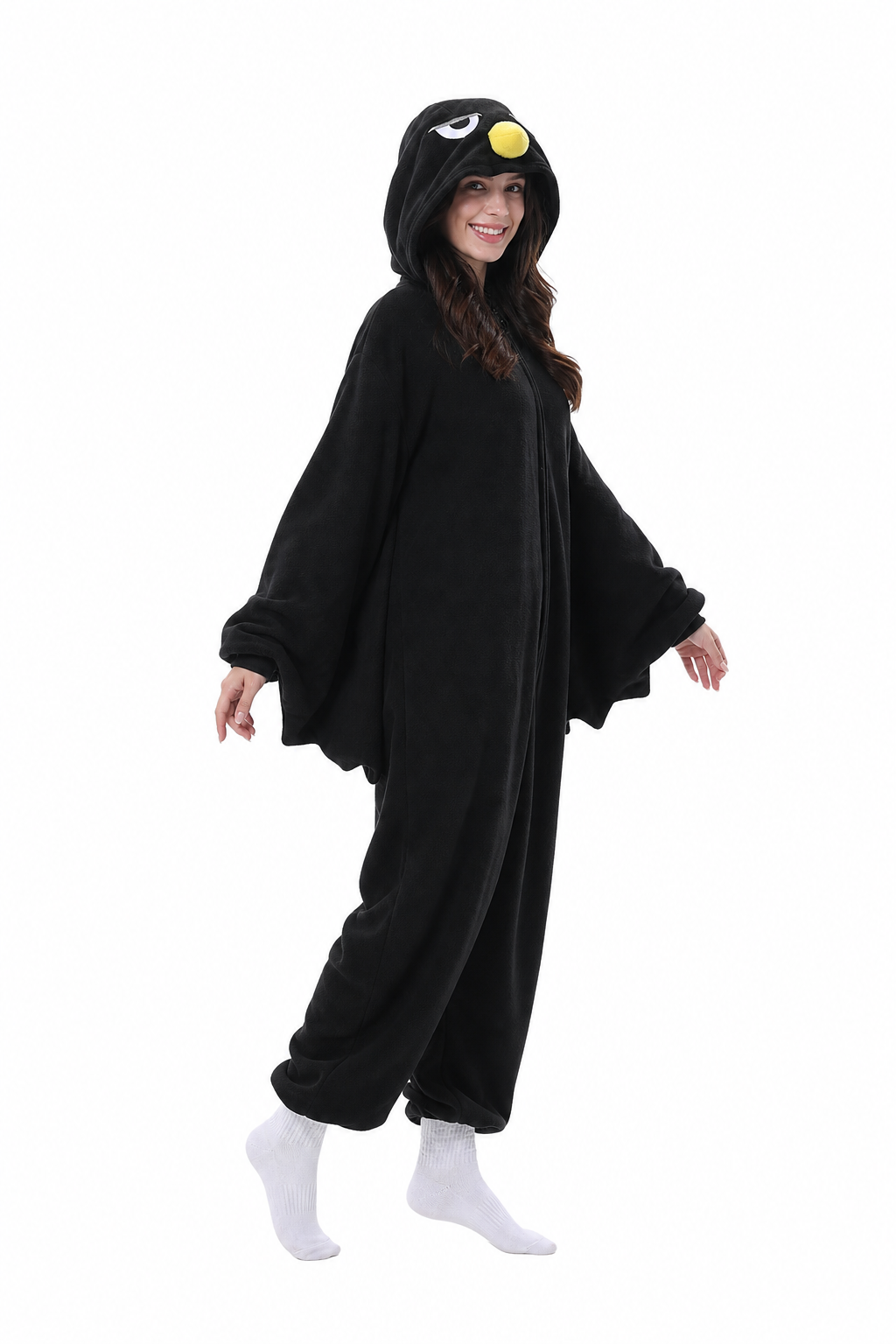 Adult Black Bat Kigurumi with Scalloped Wings