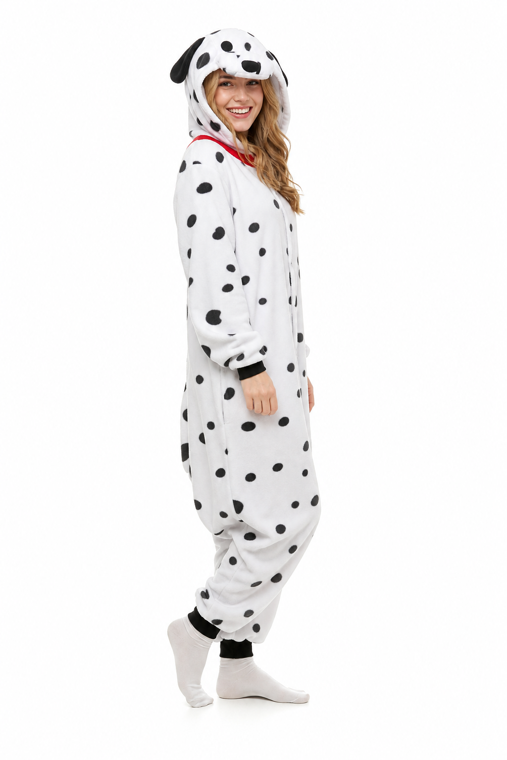 Adult Dalmatian Dog Plush Kigurumi with Red Collar