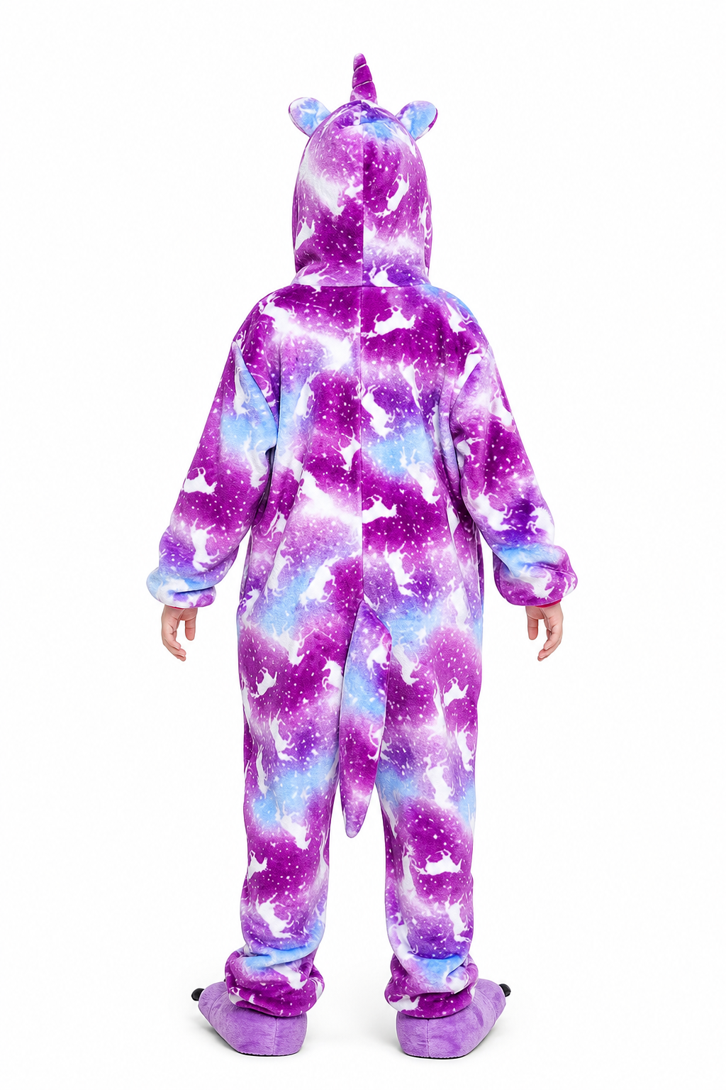 Kids' Hooded Purple Galaxy Unicorn Kigurumi Costume Onesie