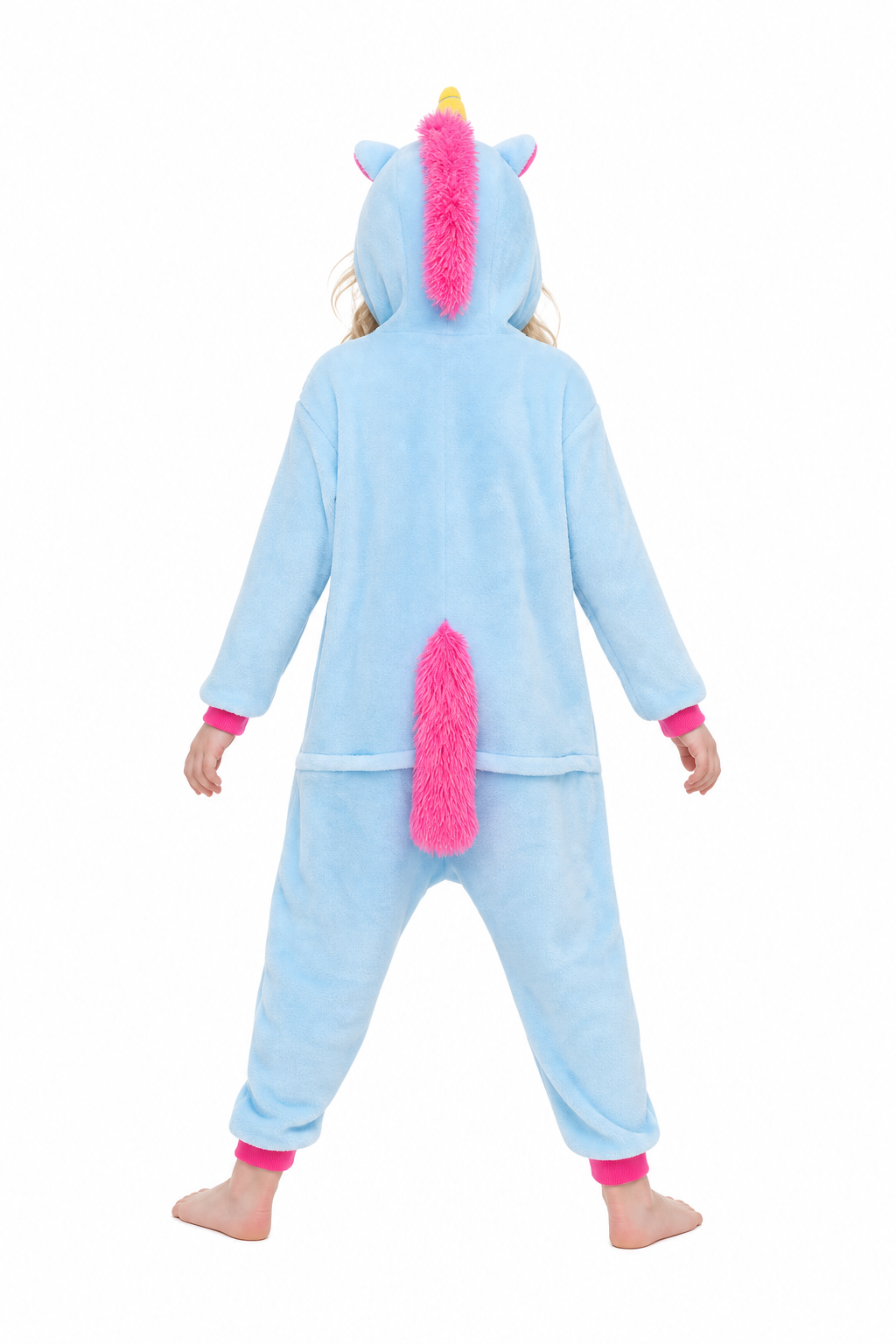 Kids' Hooded Solid Light Blue Unicorn Plush Kigurumi Onesie