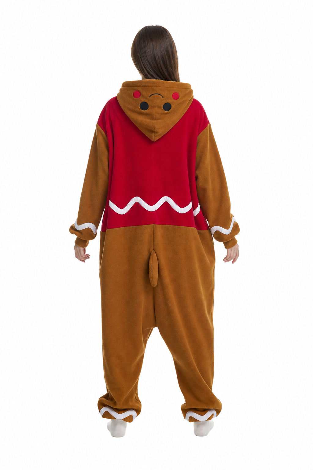 Adult Fleece Gingerbread Man Onesie with Candy Buttons