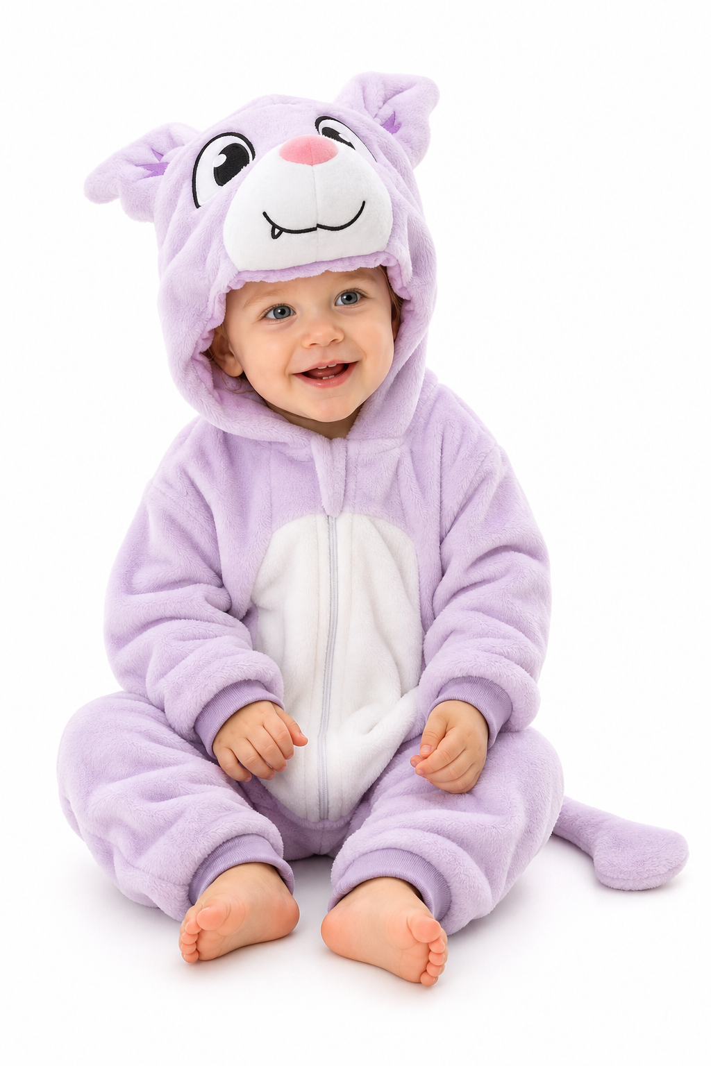 Baby Bat Lavender Plush Cat Hooded Onesie