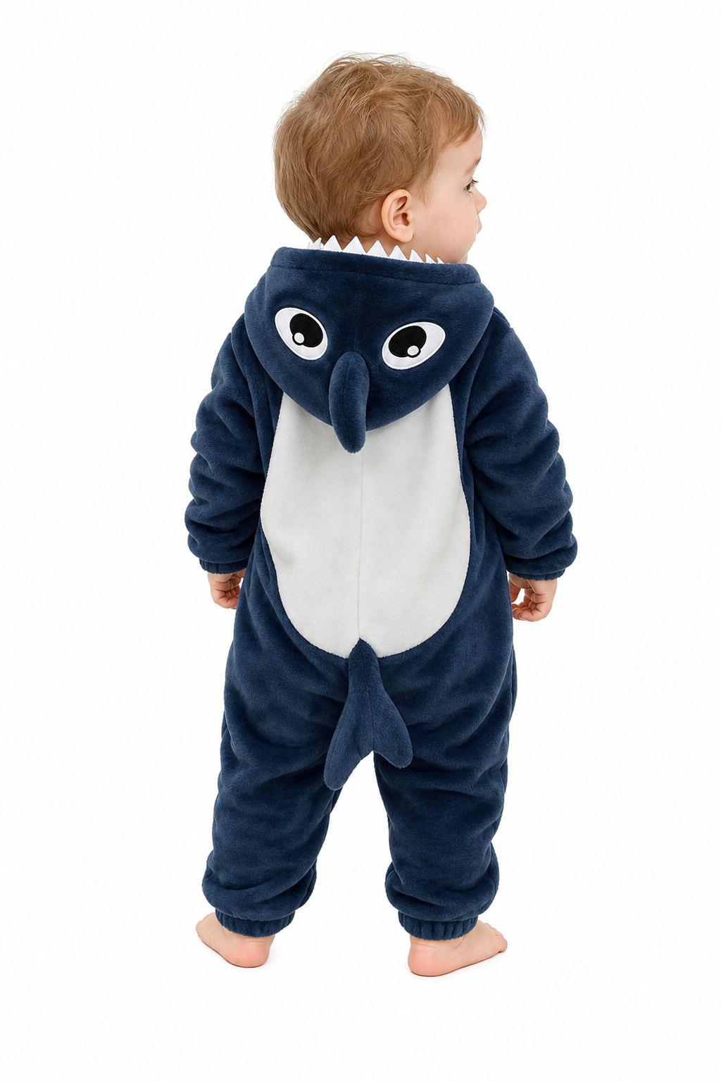 Cozy Blue Baby Plush Shark Kigurumi Onesie