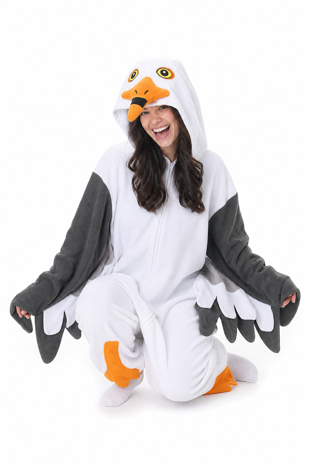 Adult Plush White & Grey Seagull Kigurumi