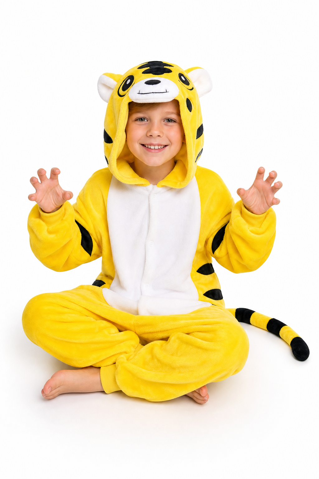 Kids' Hooded Golden Tiger Kigurumi Pajama Onesie