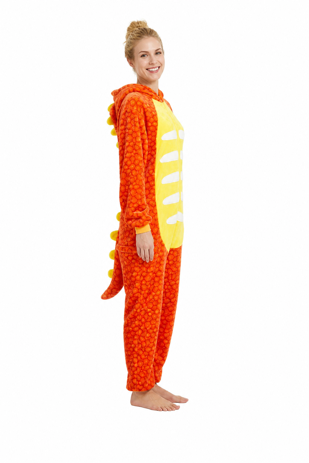 Adult Hooded Orange Dragon Kigurumi Onesie