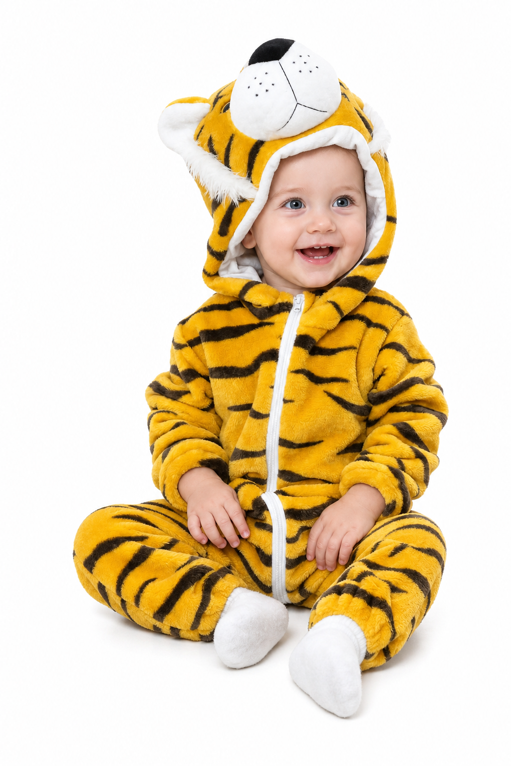 Plush Hooded Tiger Baby Kigurumi Onesie