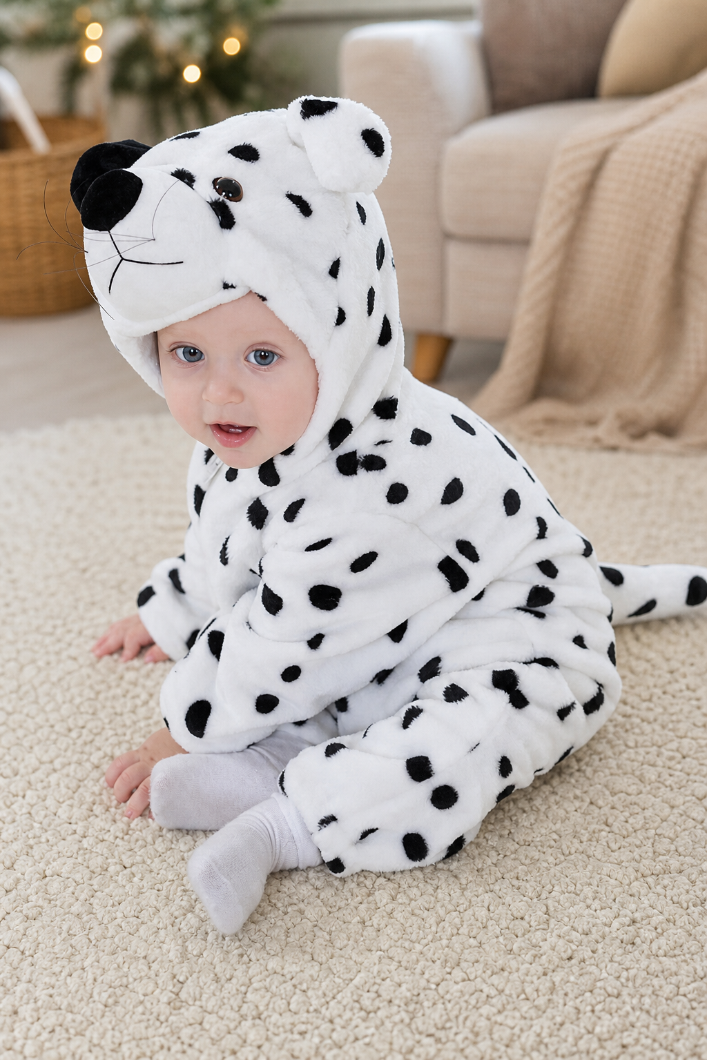 Cute Baby Plush Dalmatian Dog Kigurumi Onesie