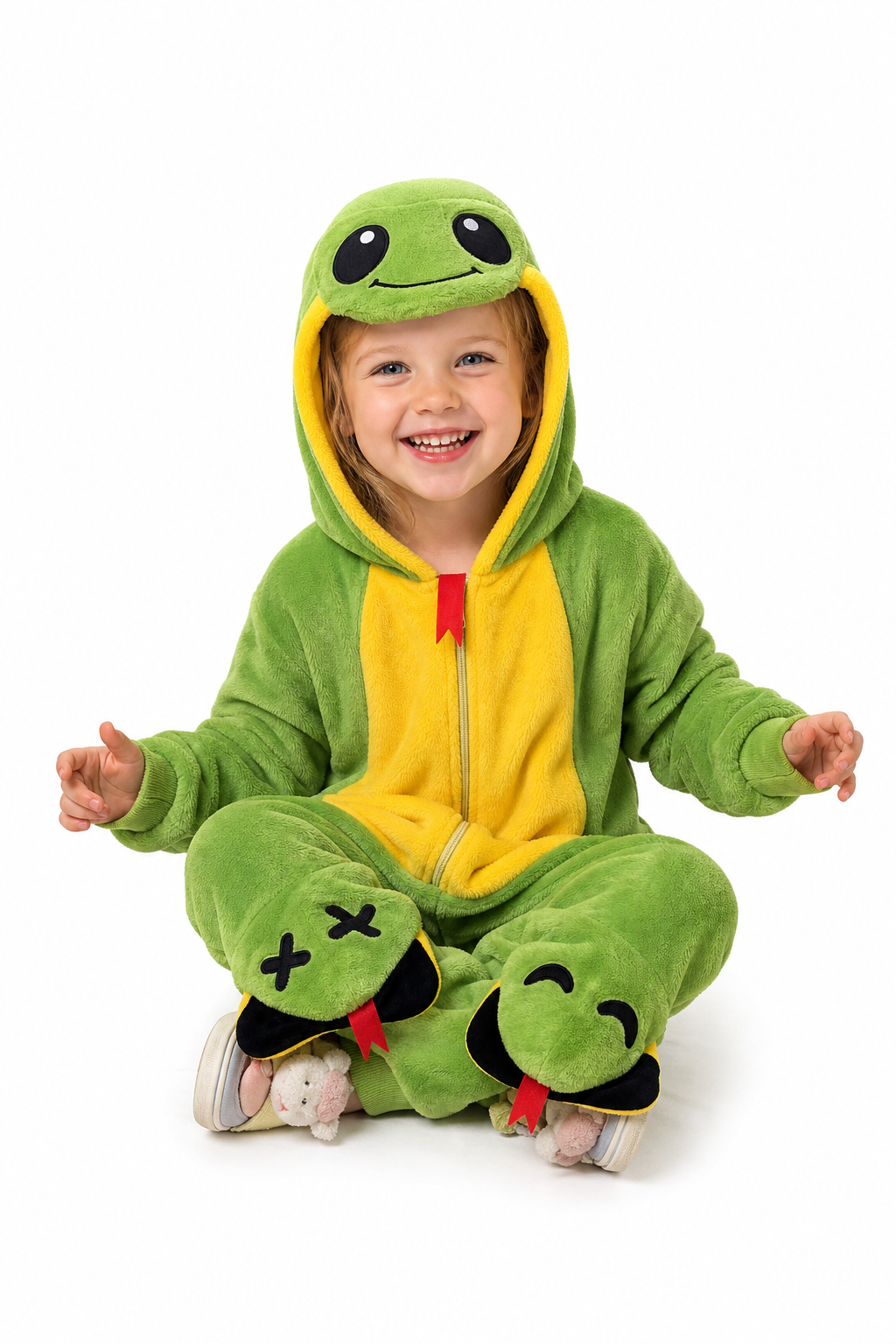 Kids' Hooded Green and Yellow Snake Kigurumi Pajama Onesie
