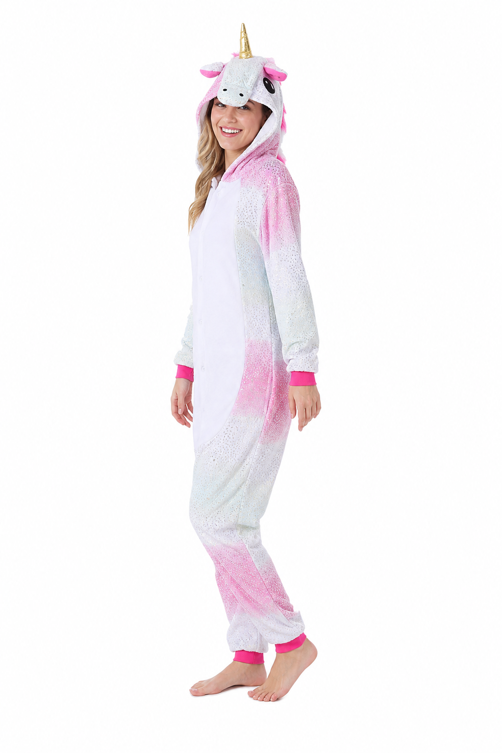 Adult Hooded Pink & Mint Glitter Ombre Unicorn Kigurumi Onesie