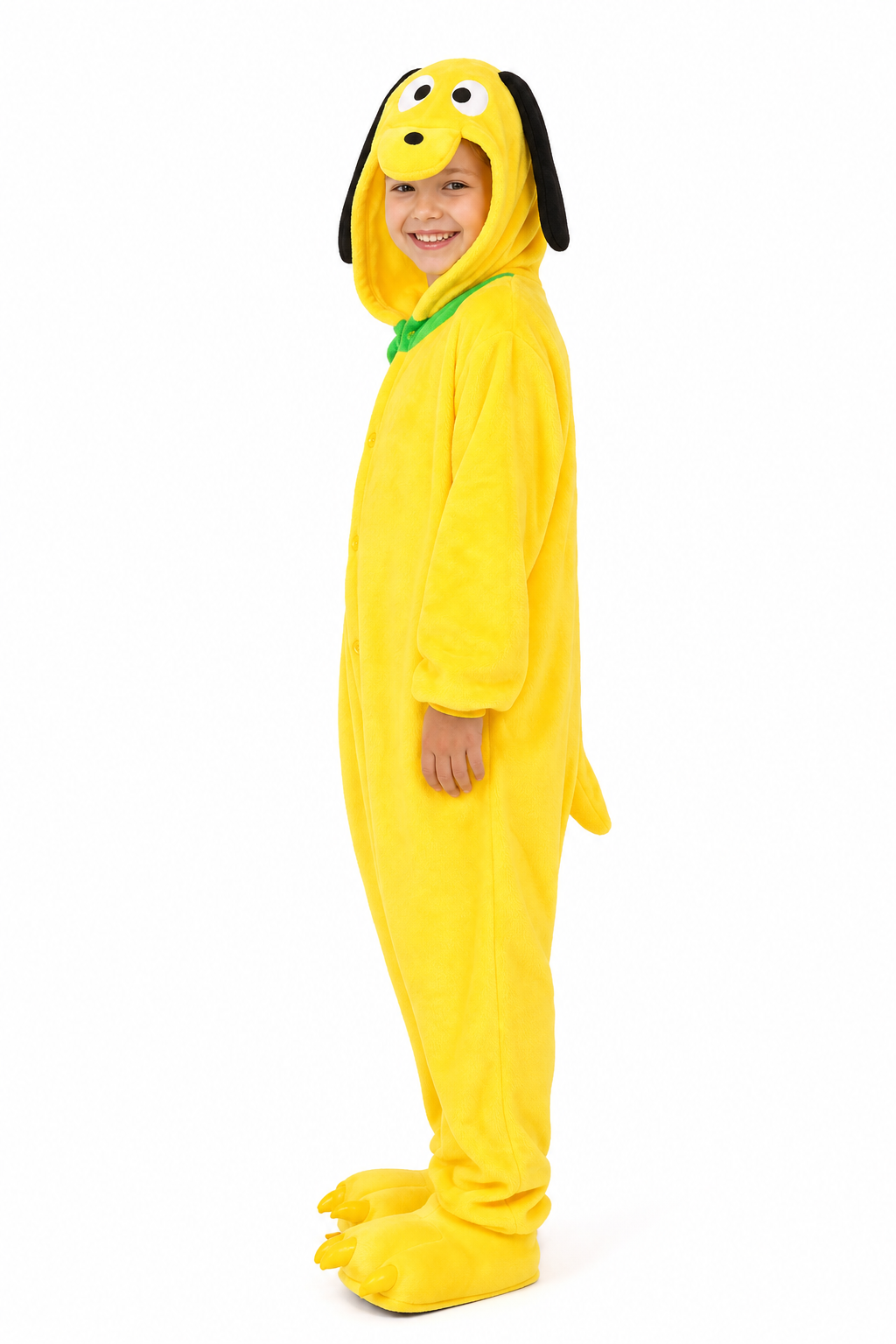 Kids' Hooded Yellow Dog Kigurumi Pajama Onesie
