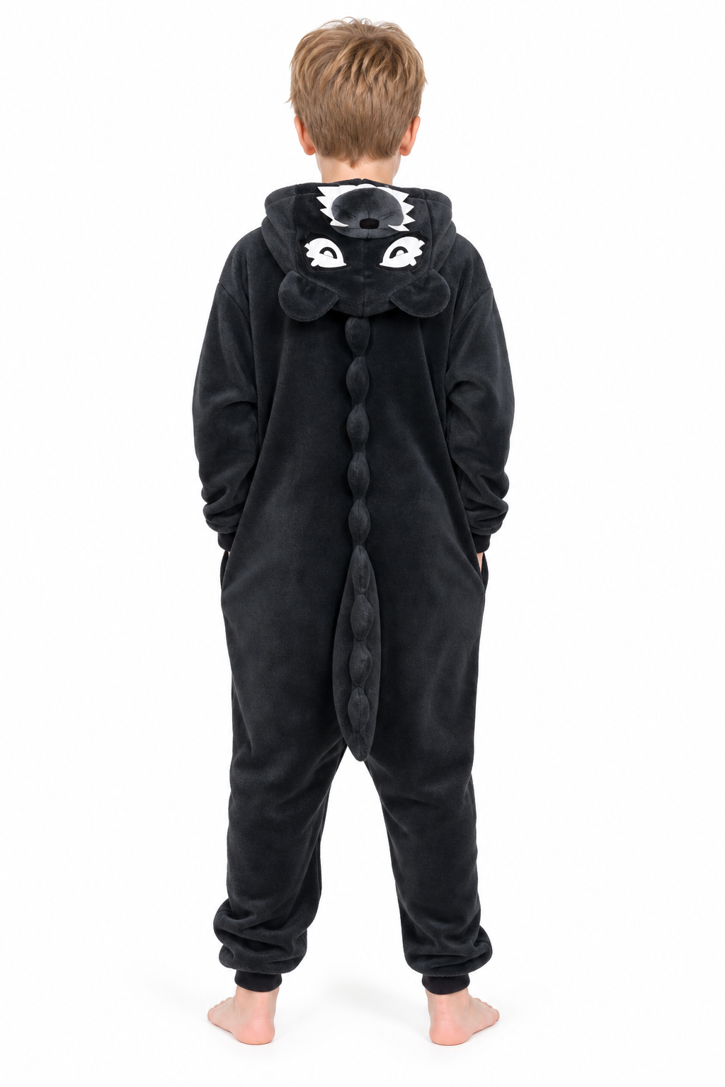 Kids' Hooded Black and White Badger Kigurumi Pajama Onesie