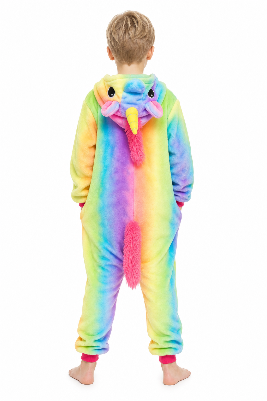 Kids' Hooded Rainbow Ombre Unicorn Kigurumi Onesie