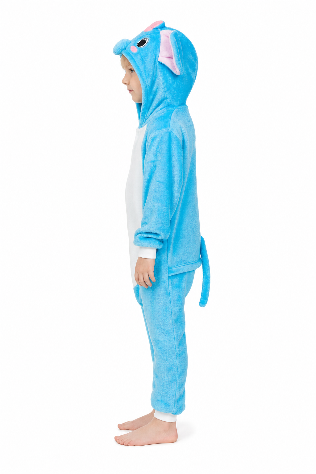 Kids' Hooded Blue Elephant Kigurumi Costume Onesie