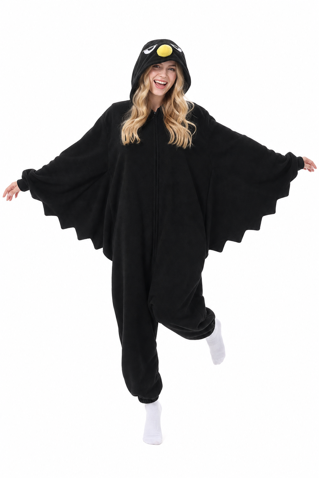 Adult Black Bat Kigurumi with Scalloped Wings