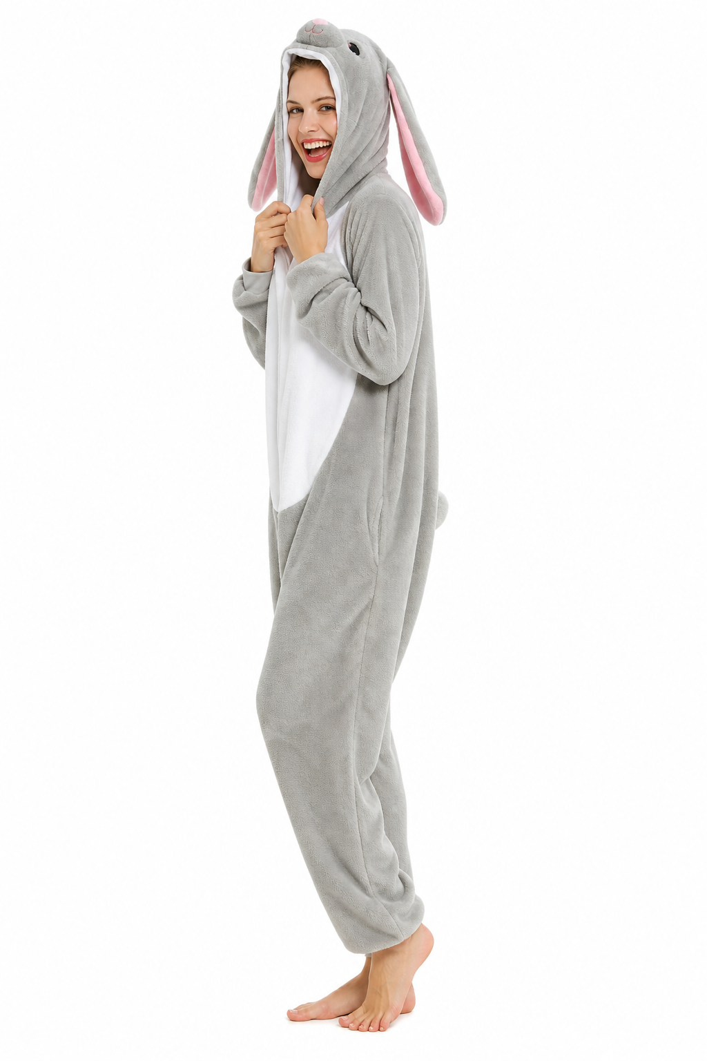 Adult Hooded Grey Bunny Kigurumi Onesie