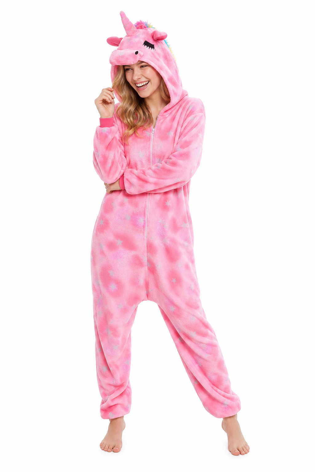 Adult Hooded Pink Starry Unicorn Kigurumi Onesie