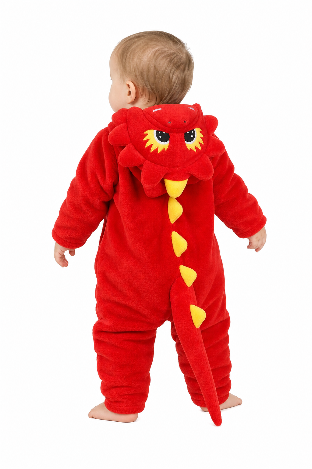 Cozy Baby Red Dragon Plush Hooded Kigurumi Onesie