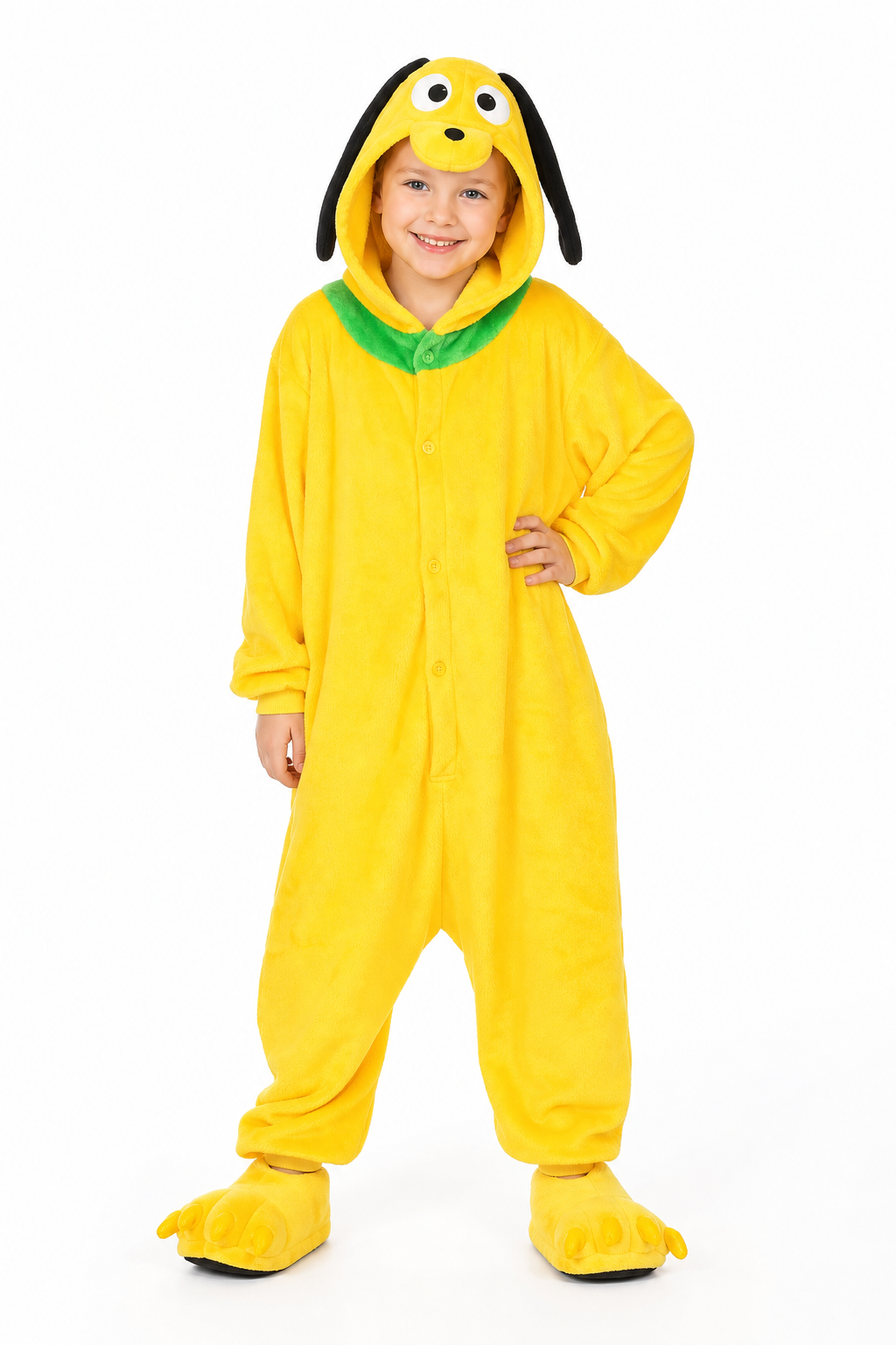 Kids' Hooded Yellow Dog Kigurumi Pajama Onesie