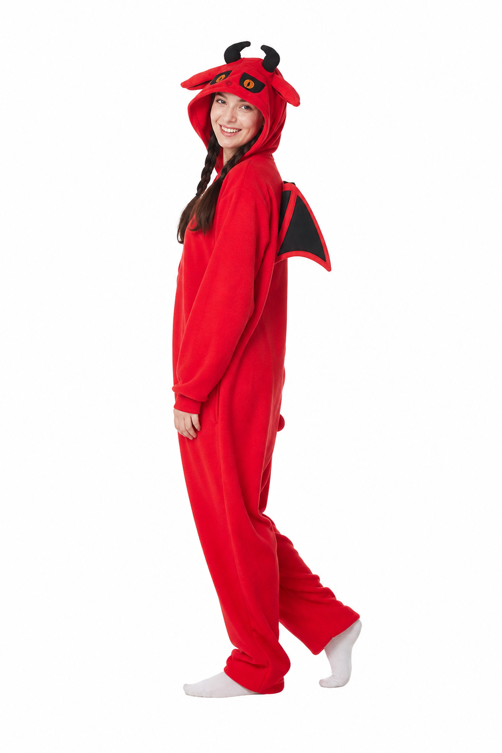Adult Red Devil Hooded Kigurumi with Wings
