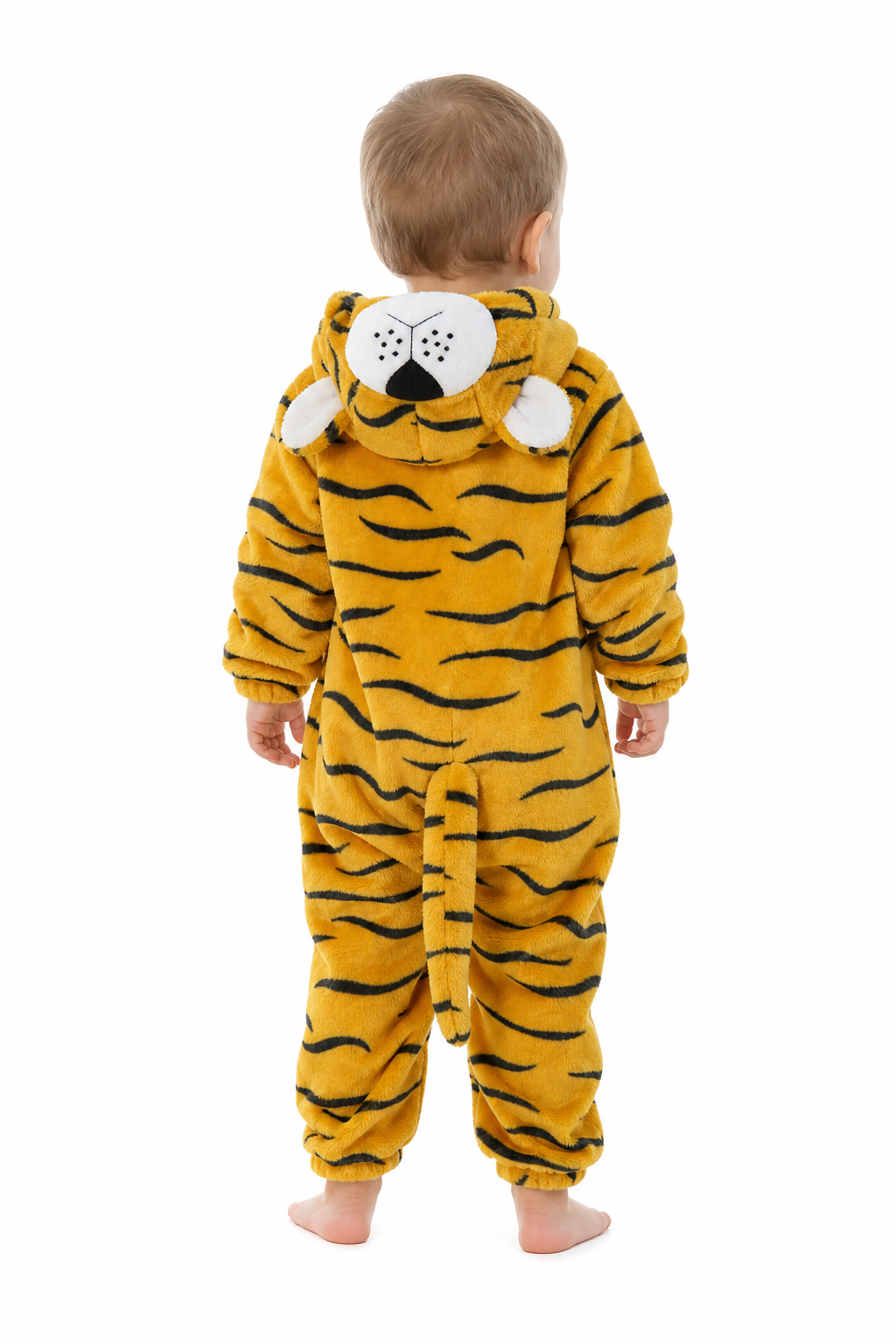 Baby Orange Plush Tiger Hooded Kigurumi Onesie