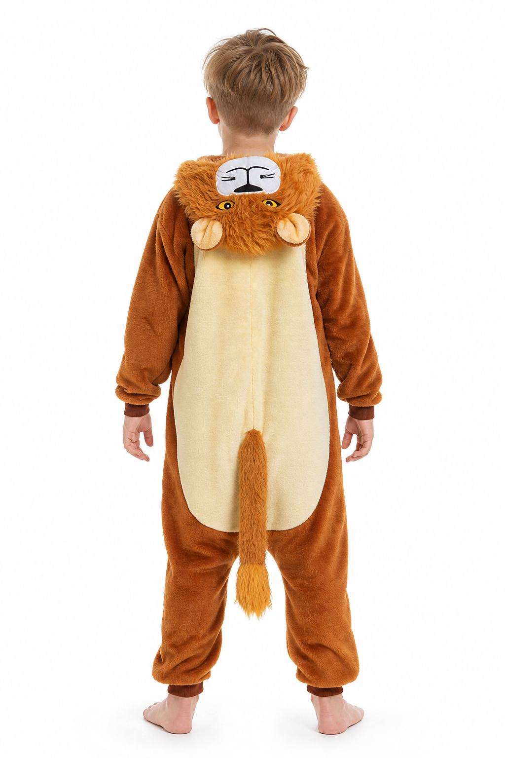 Kids' Hooded Brown Lion Kigurumi Onesie