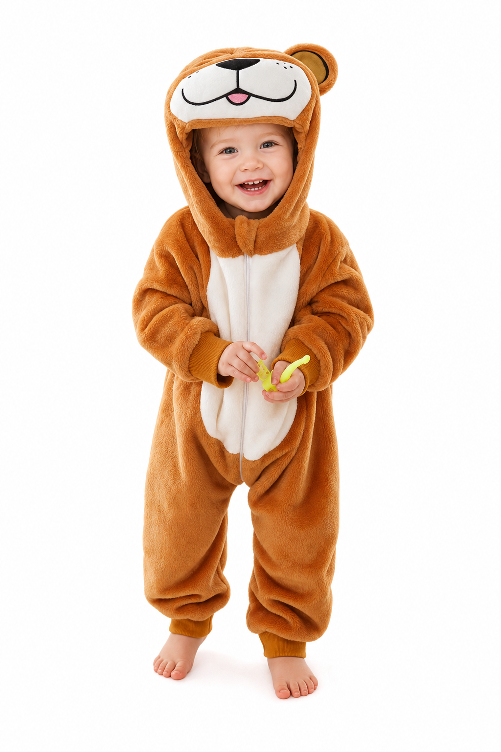 Baby Brown Plush Bear Hooded Onesie