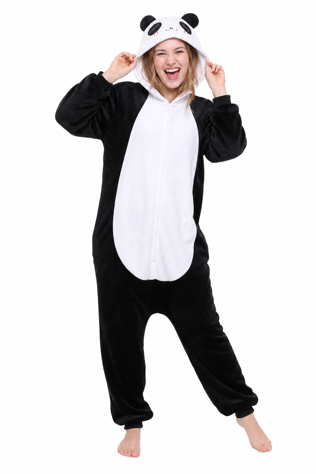 Black and White Plush Panda Kigurumi Onesie