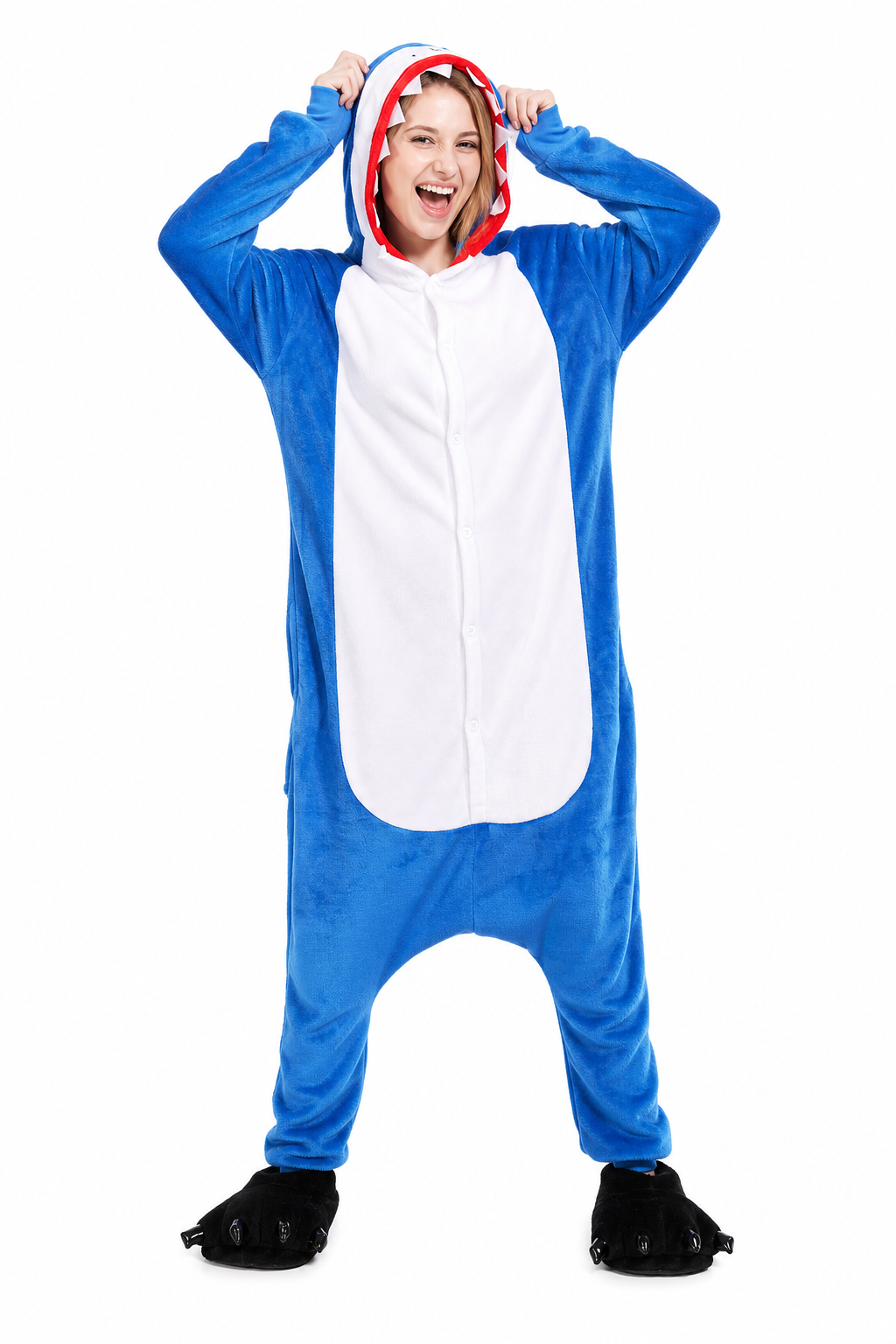 Blue Shark Plush Kigurumi with Teeth Hood