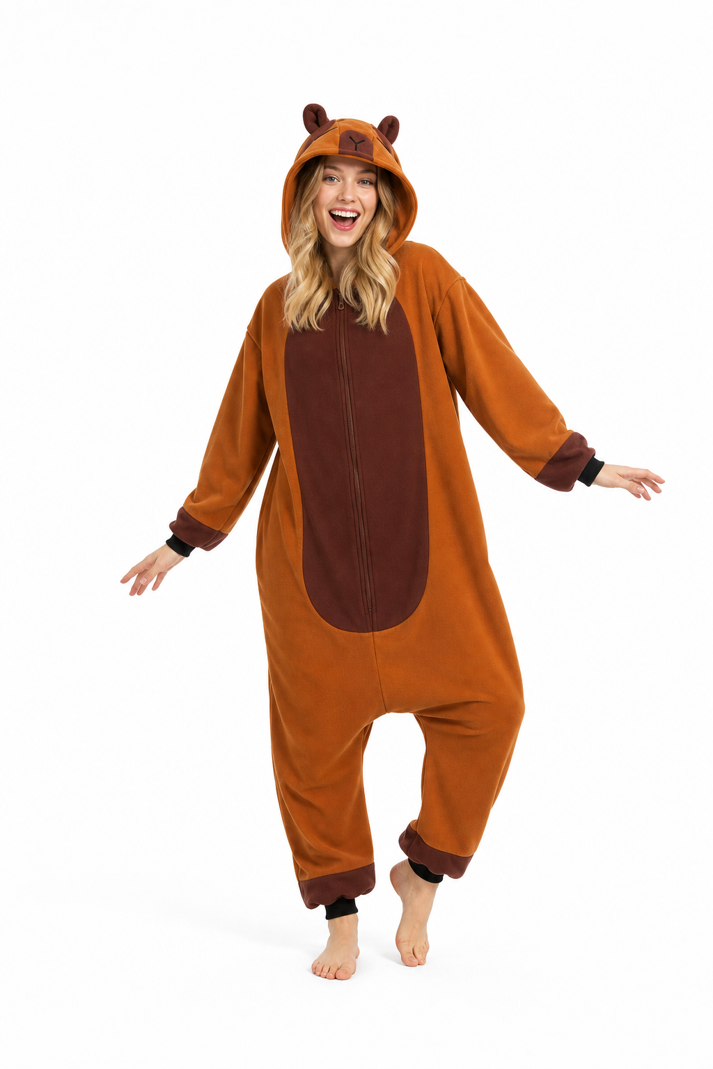 Brown Bear Fleece Hooded Kigurumi Onesie
