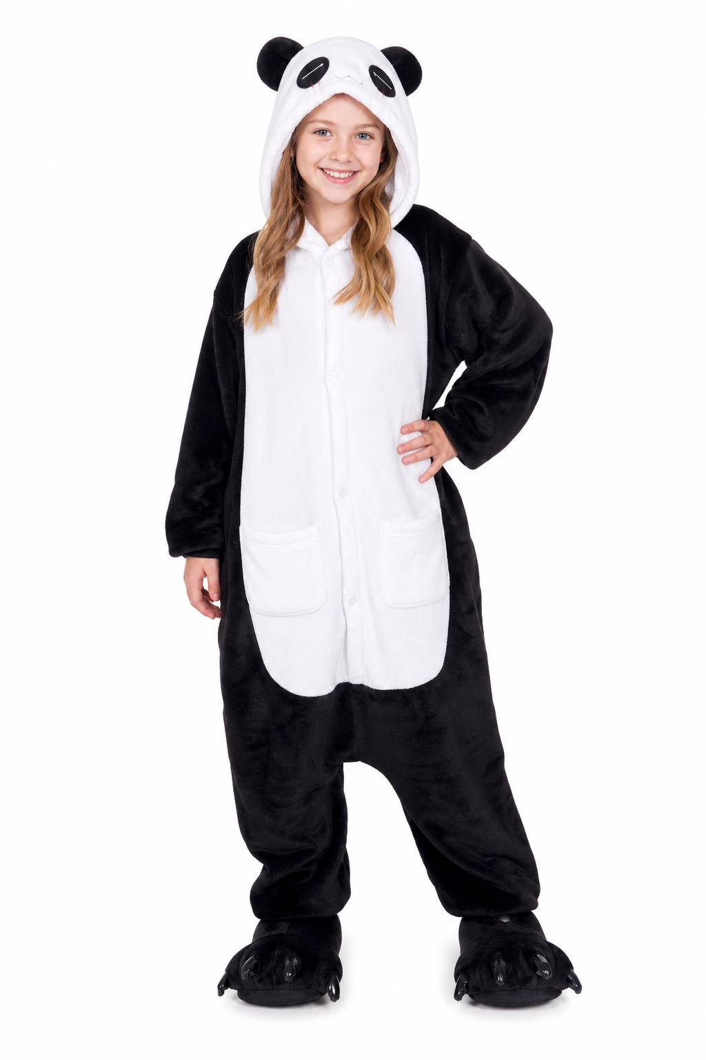 Cozy Plush Panda Kigurumi with Paws