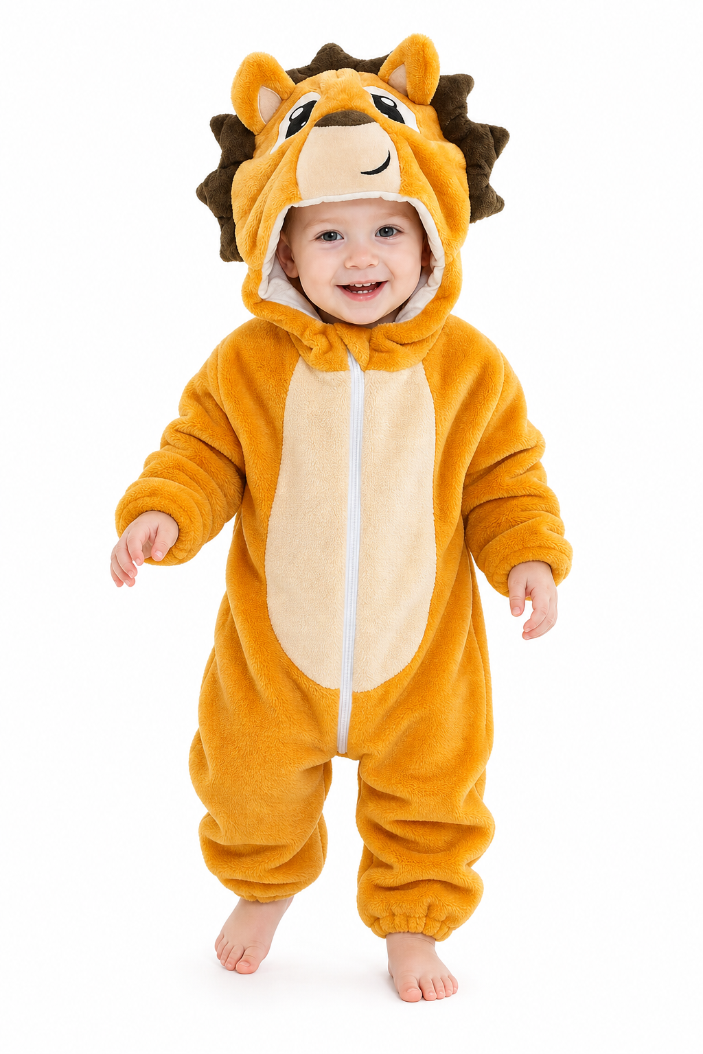 Cute Golden Plush Baby Lion Romper