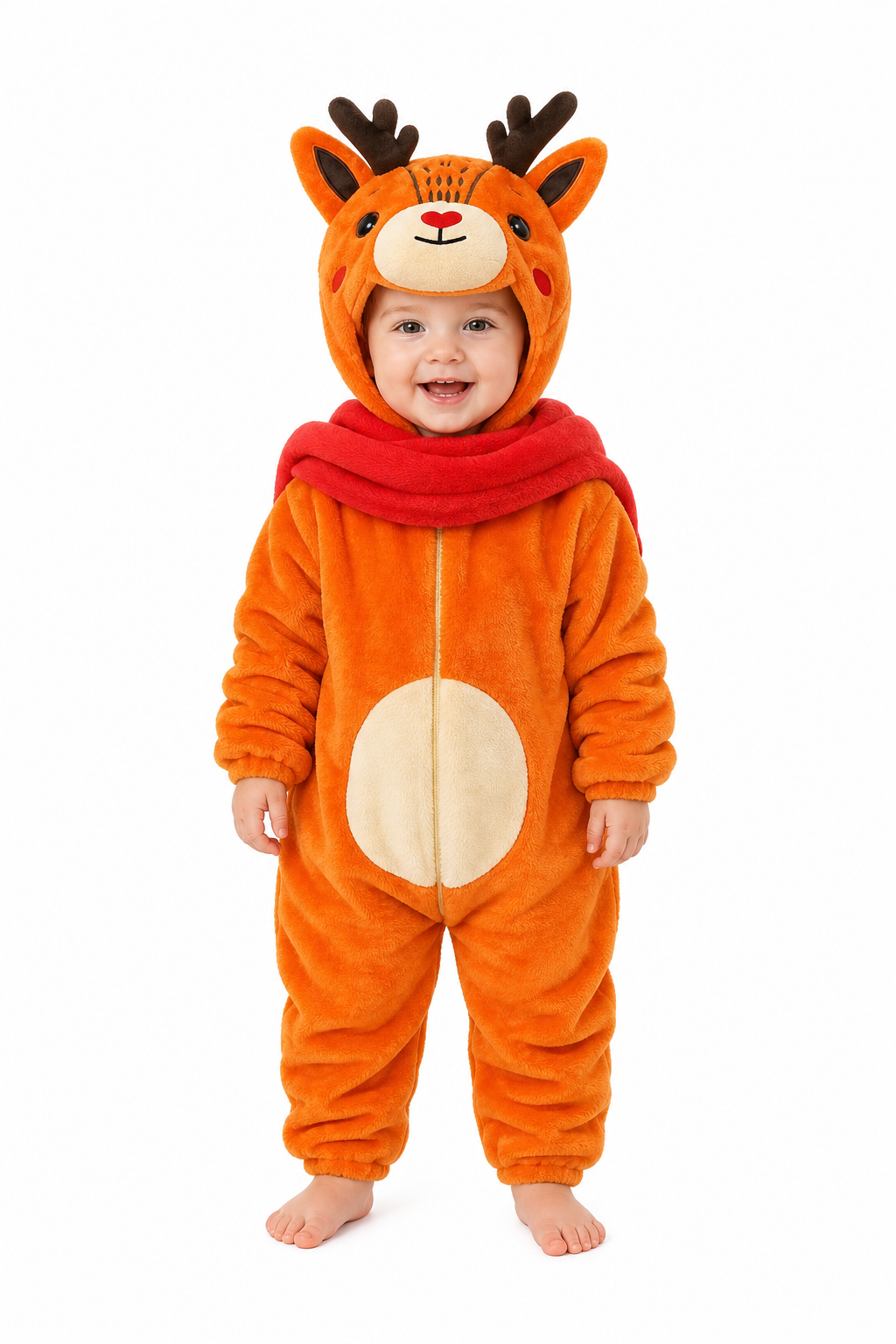 Cute Plush Baby Reindeer Costume with Scarf