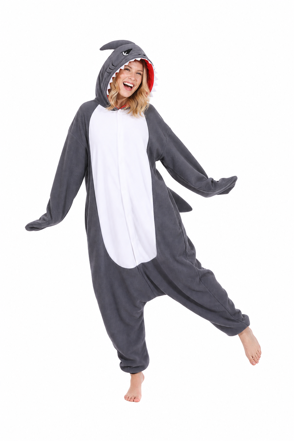 Dark Grey Fleece Shark Kigurumi Onesie