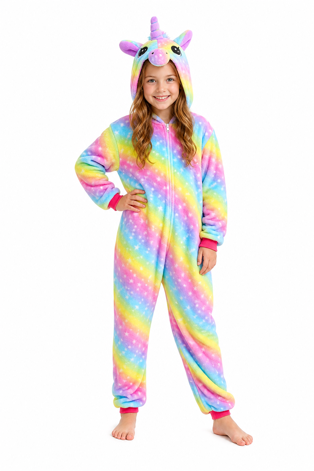 Girls' Rainbow Star Unicorn Plush Onesie