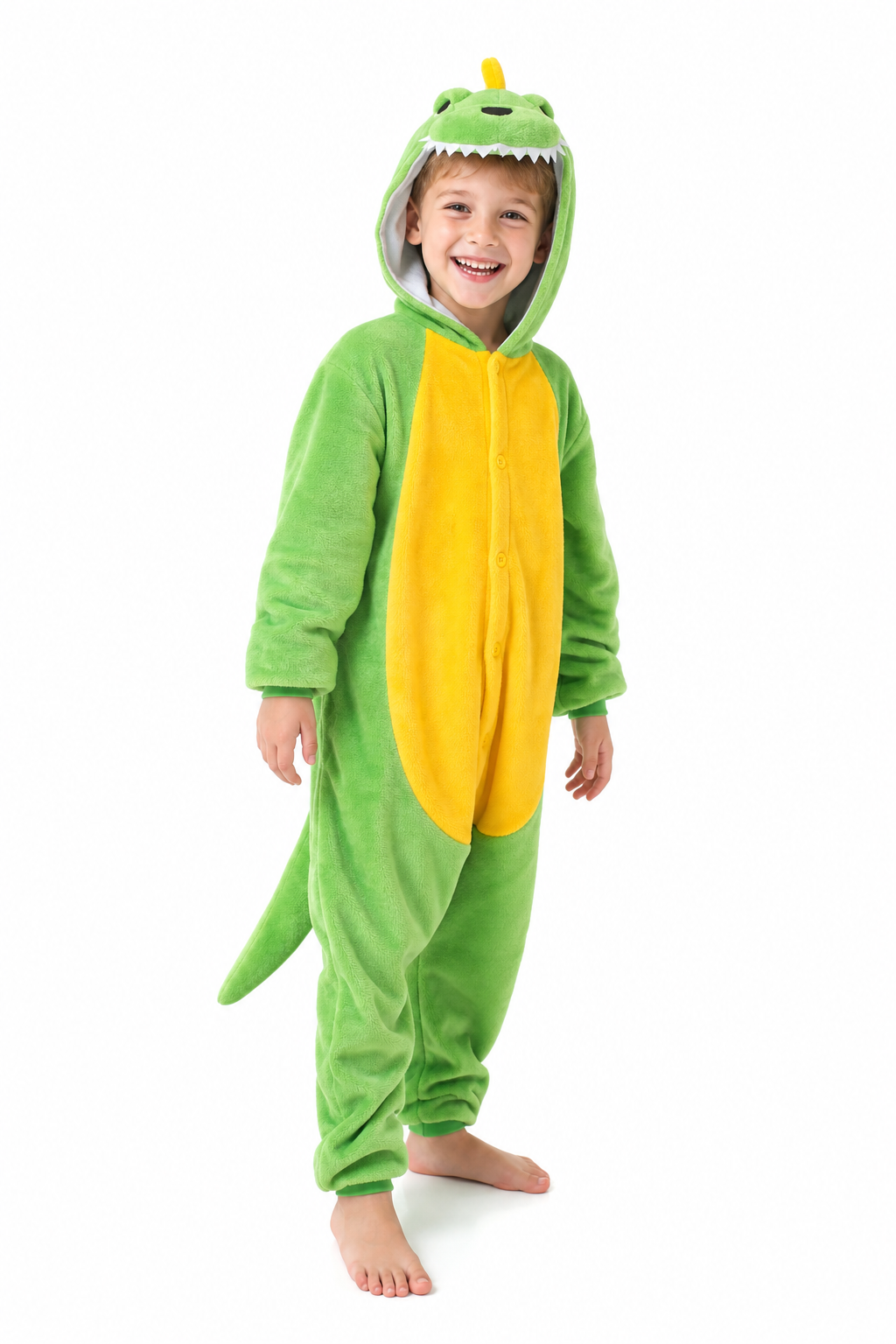 Green and Yellow Dinosaur Kids Plush Onesie