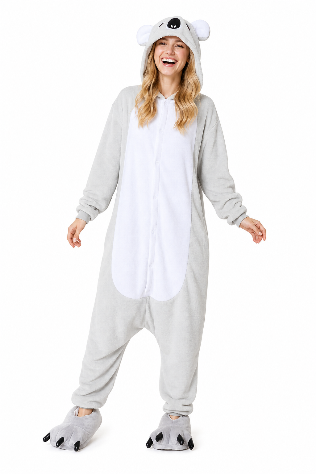 Hooded Grey Plush Koala Kigurumi