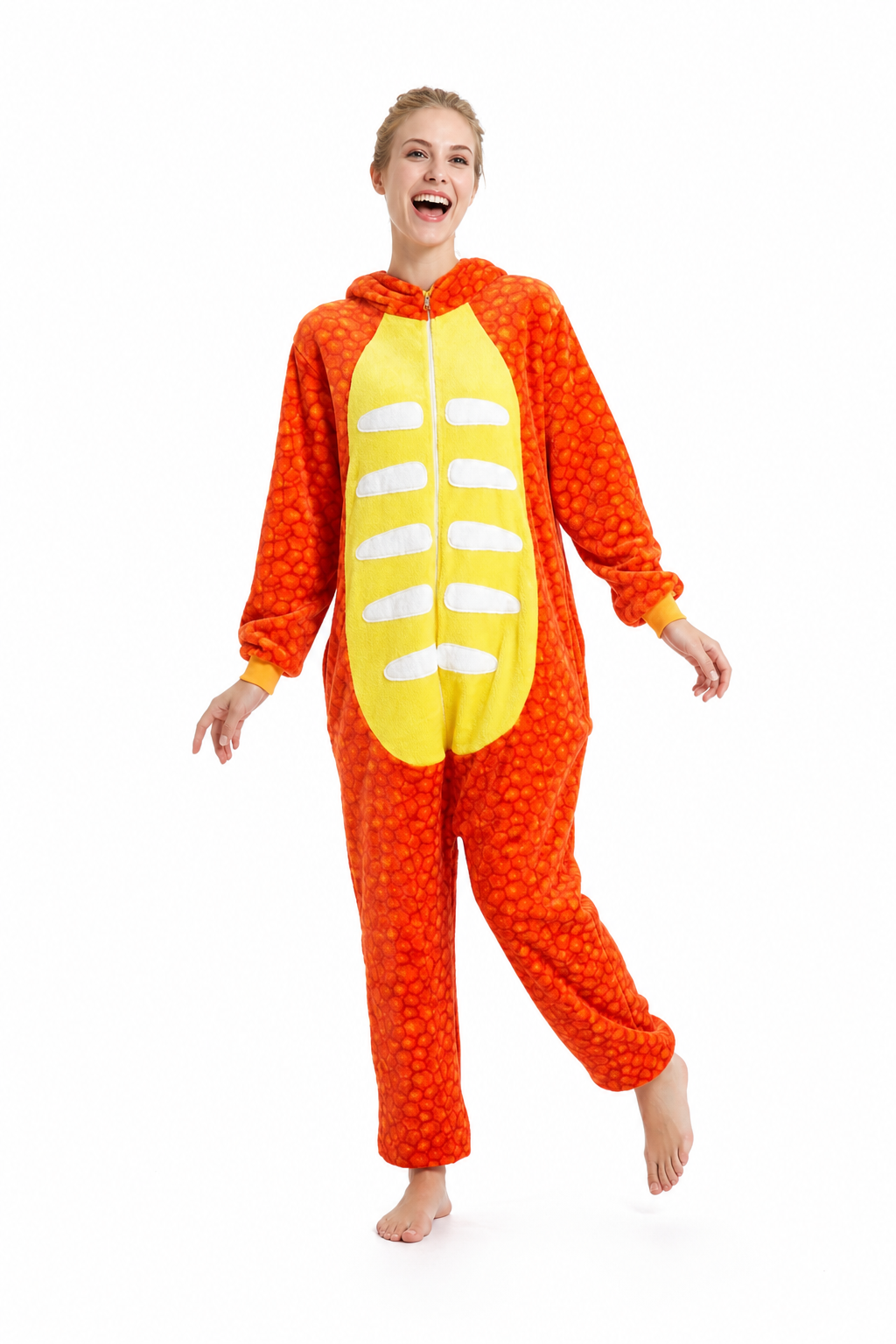 Hooded Orange Dragon Plush Kigurumi