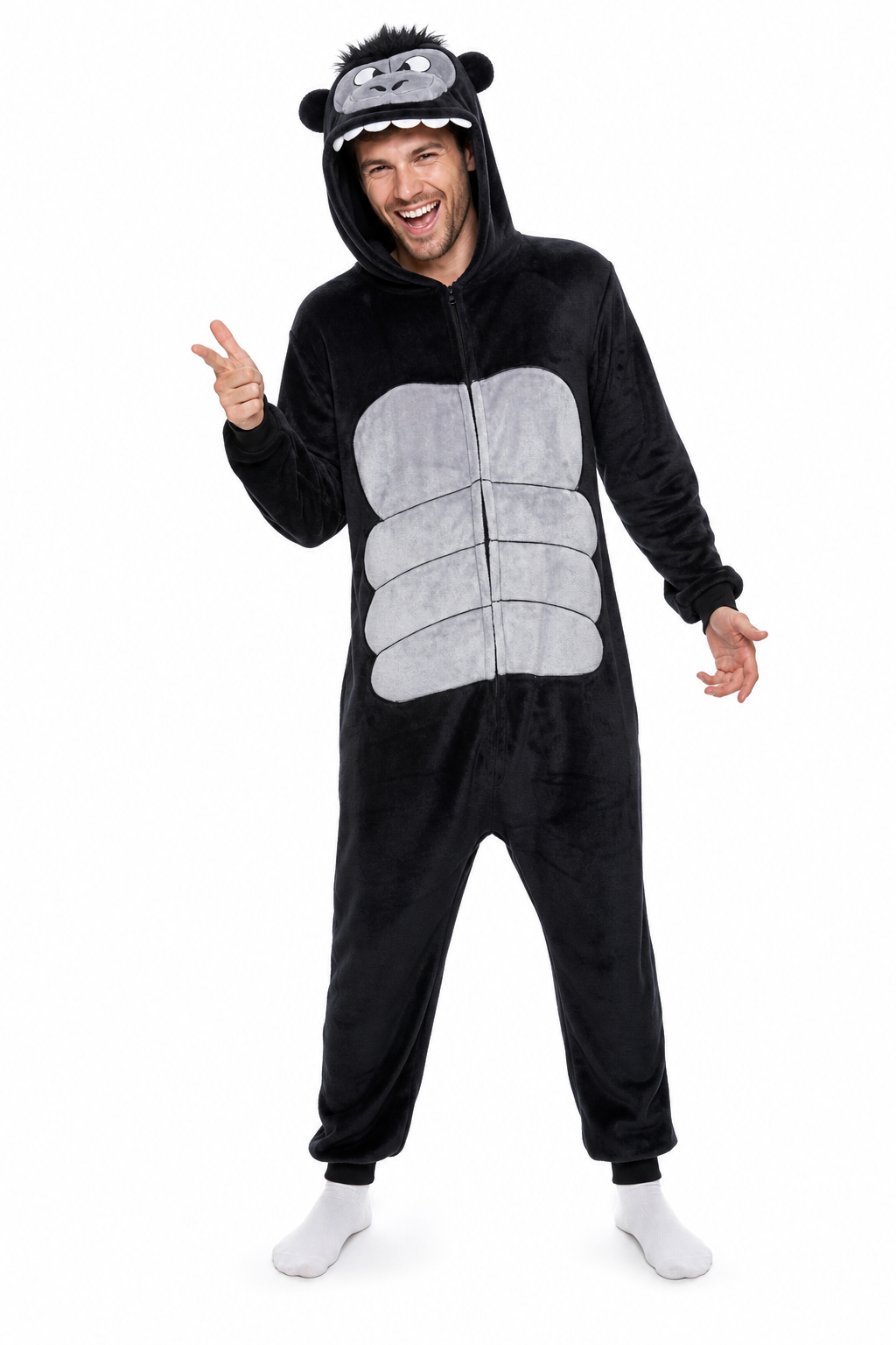 Hooded Plush Black Gorilla Kigurumi