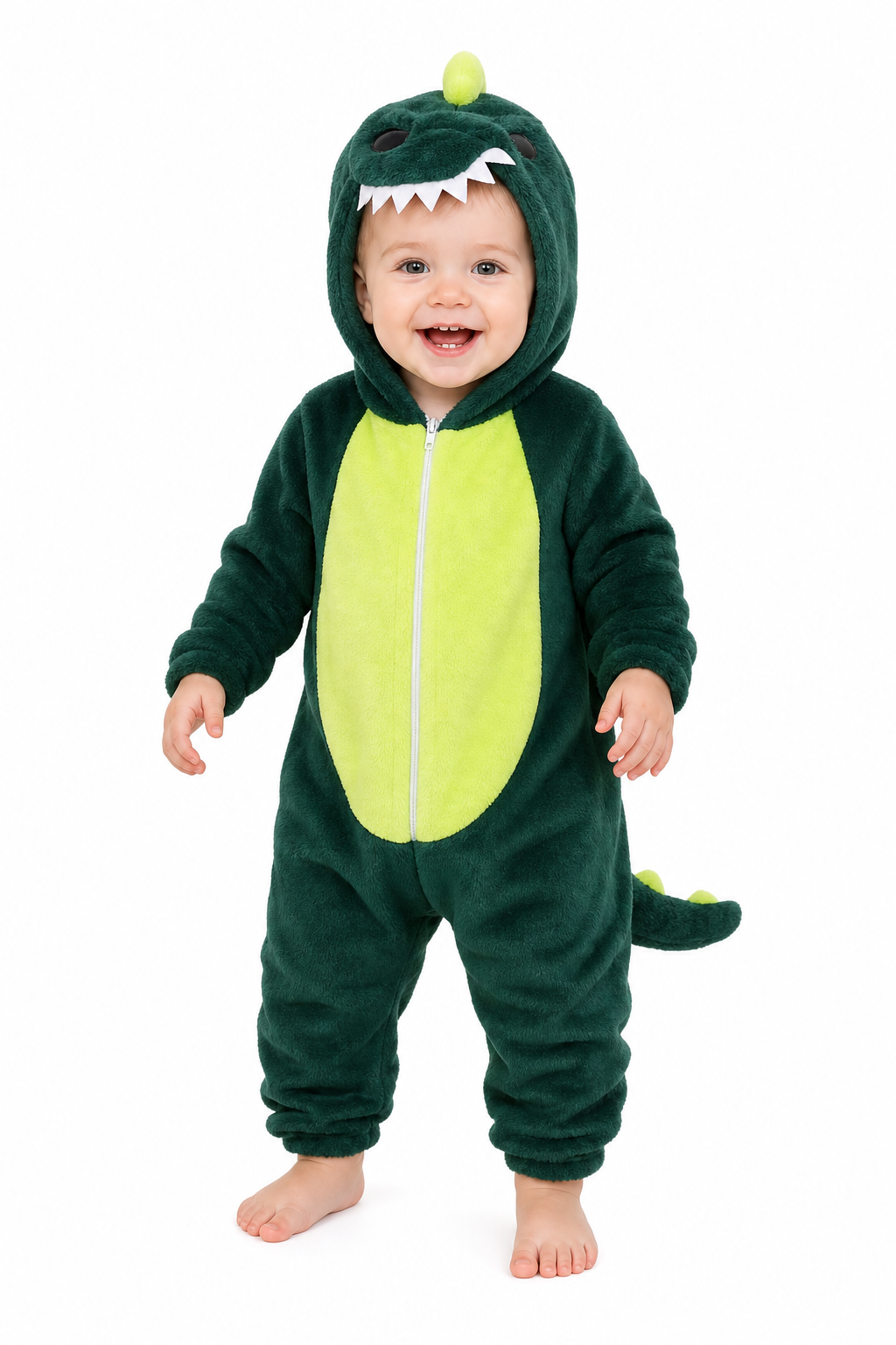 Hooded Plush Green Dinosaur Baby Costume