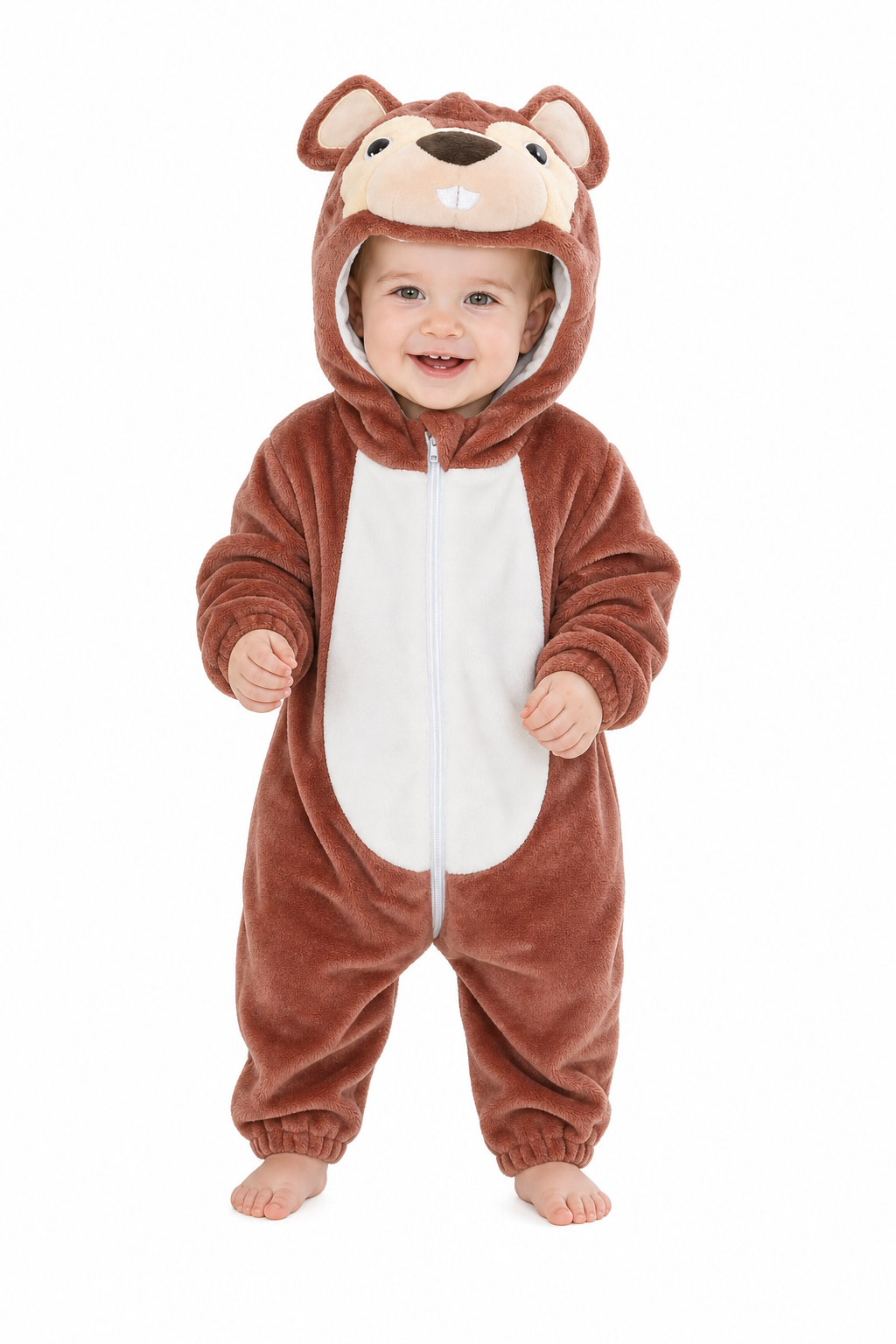 Infant Brown Plush Squirrel Costume Jumpsuit