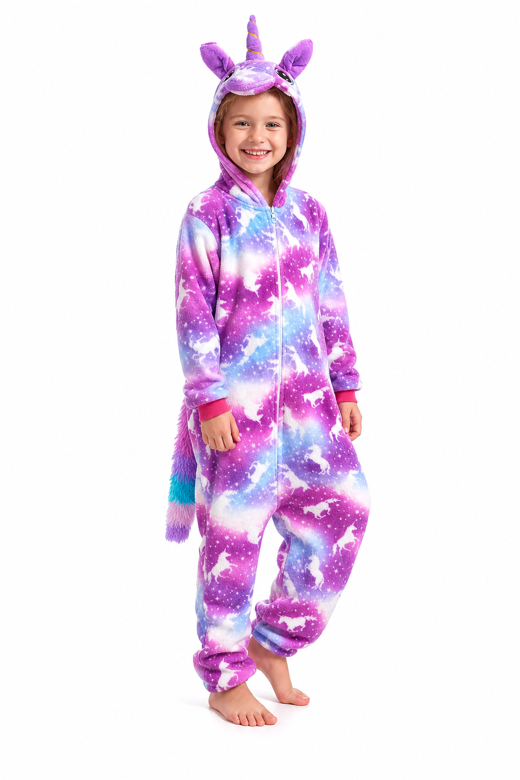 Kids' Galaxy Unicorn Fleece Hooded Onesie