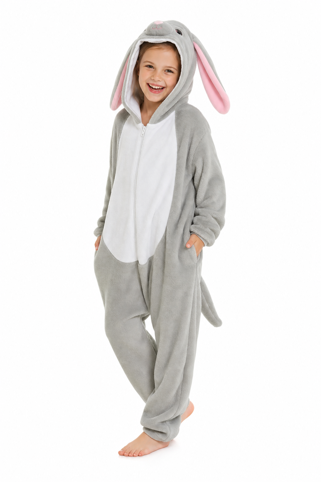 Kids' Gray Plush Elephant Hooded Onesie