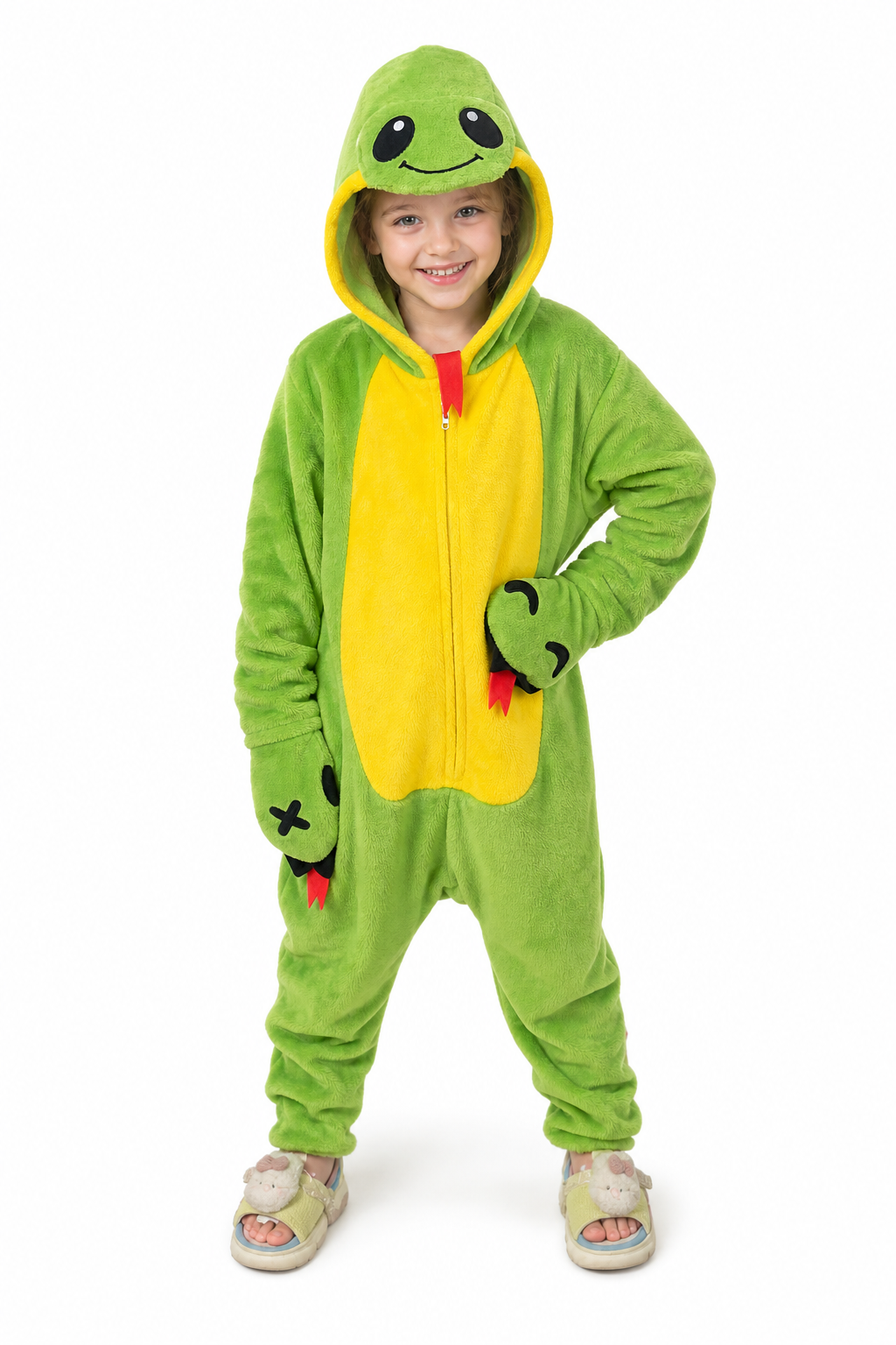 Kids' Green and Yellow Snake Plush Onesie