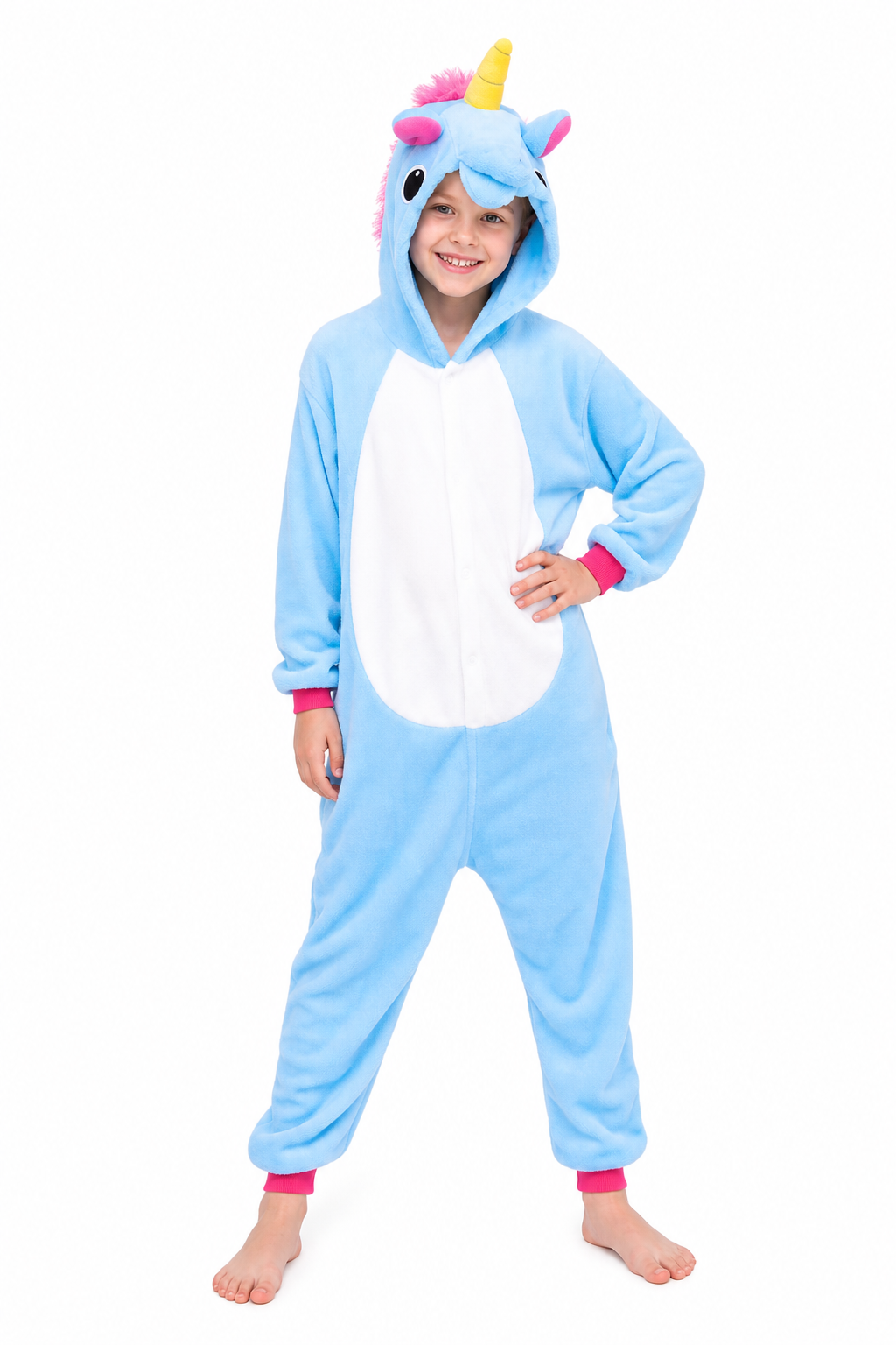 Kids' Light Blue Unicorn Plush Onesie