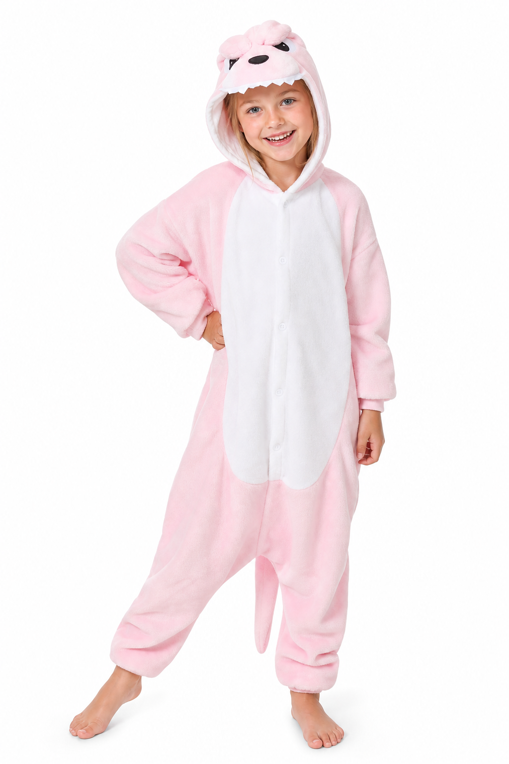 Kids' Pink Plush Monster Kigurumi